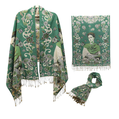 Metallic Pashmina Frida Kahlo SCF4814-1. (12pc)