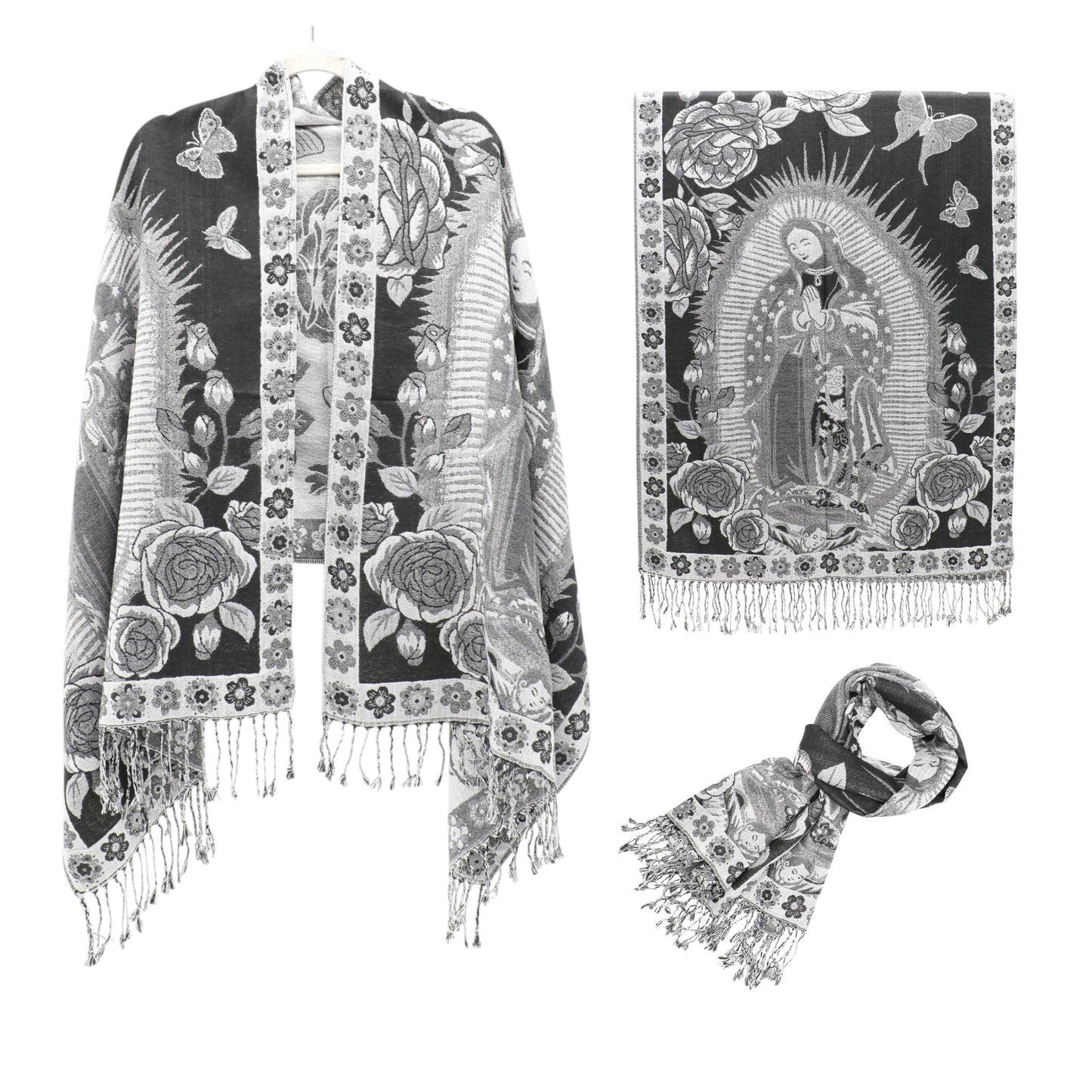 Metallic Pashmina Our Lady of Guadalupe SCF5920-11 (12PC)