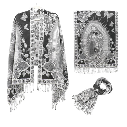 Metallic Pashmina Our Lady of Guadalupe SCF5920-11 (12PC)