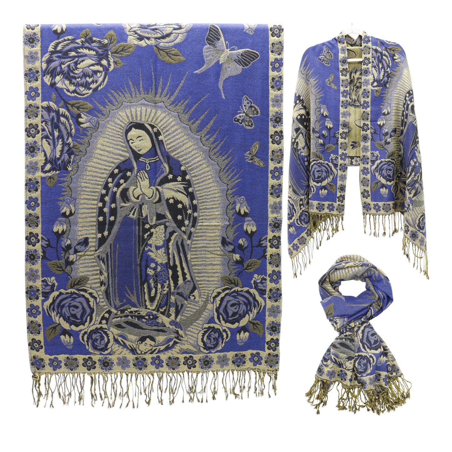 Metallic Pashmina Our Lady of Guadalupe SCF5920-11 (12PC)