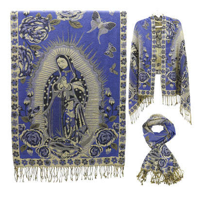 Metallic Pashmina Our Lady of Guadalupe SCF5920-11 (12PC)
