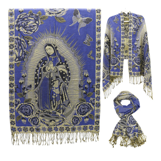 Metallic Pashmina Our Lady of Guadalupe SCF5920-11 (12PC)