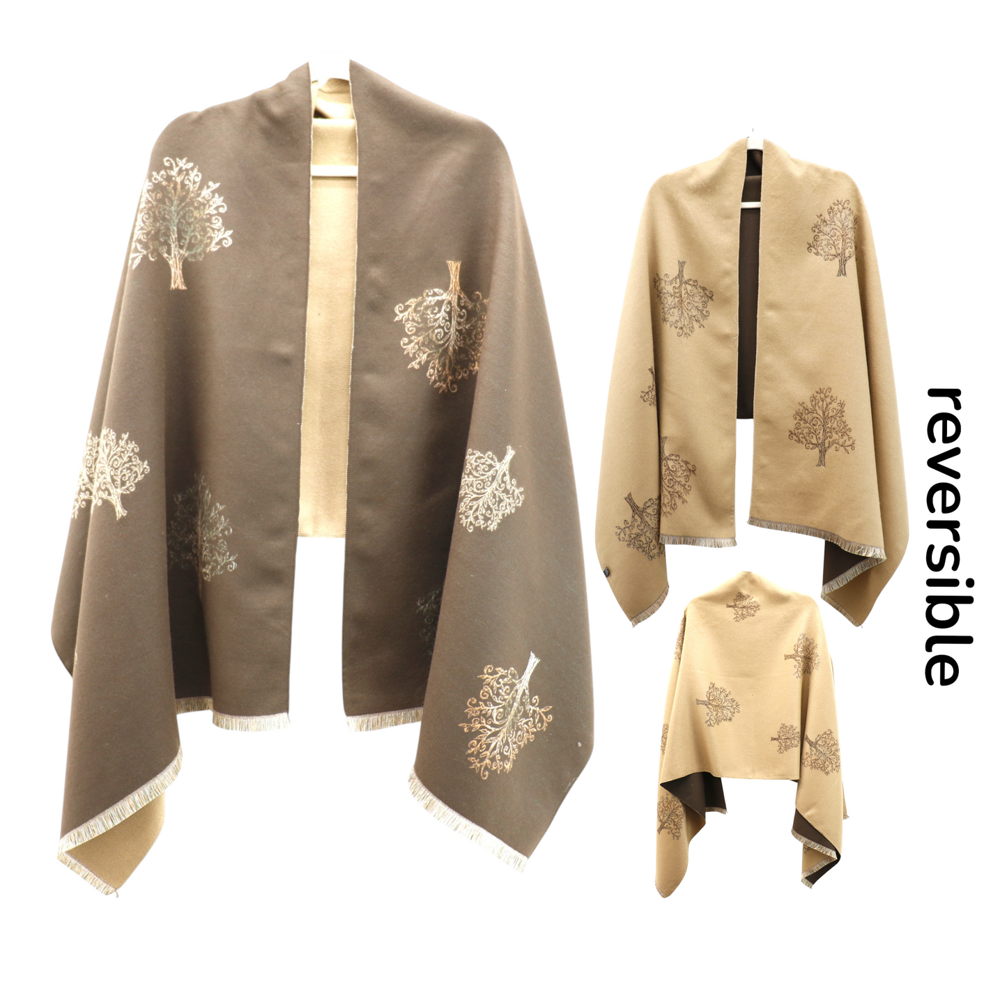 Cashmere Feel Winter Reversible Lucky Tree patten  Scarves SCF1230-34 (12PC)