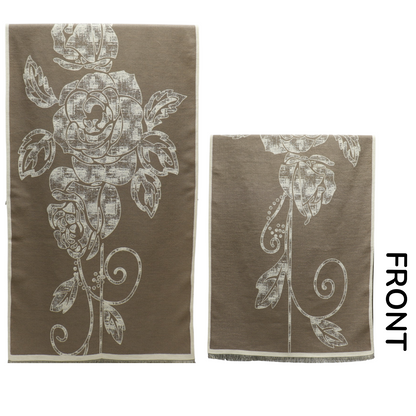 Cashmere Feel Winter Rose Pattern Reversible Scarf SCF5726-45(12PC)