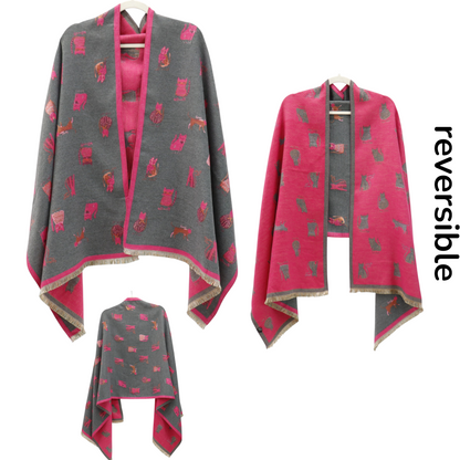 Cashmere Feel Winter Reversible Classic Cat Style  Scarves SCF1230-36(12PC)