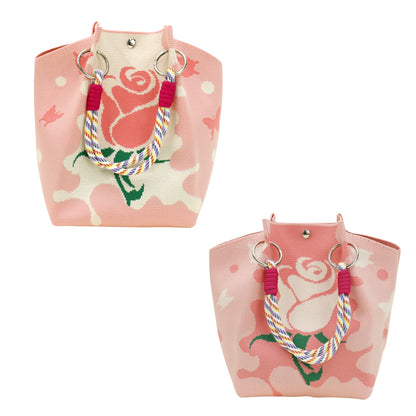 Rose Pattern Women's Knitted Bucket Bag JB6316-2 (12PC)