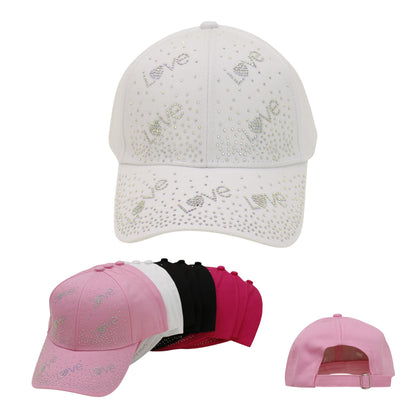 Women's LOVE Rhinestone Studded CAP HA6323-34 (12PC)