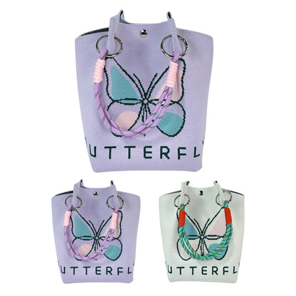 Butterfly Pattern Cord Strap Knitted Tote  Bag SS51118-1. (12PC)