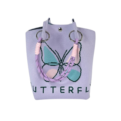 Butterfly Pattern Cord Strap Knitted Tote  Bag SS51118-1. (12PC)