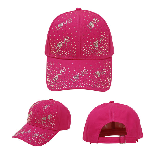 Women's LOVE Rhinestone Studded CAP HA6323-34 (12PC)