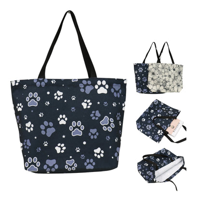 White and Navy Painterly Artistic Tote Bag JB6114-7 (12PC)