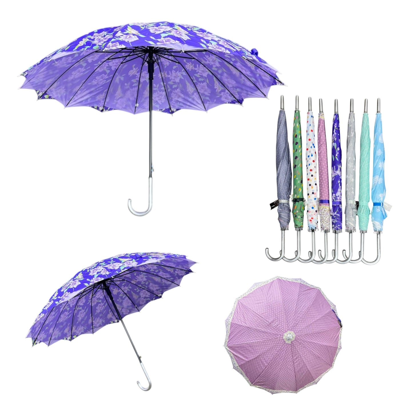 Double Layered Adults Floral 16 Panel Umbrella UM6011 (12PC)