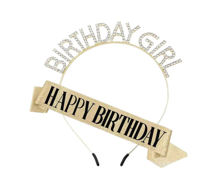 Happy Birthday Sash With Birthday Girl Tiara For Women HP5218-1 (3PC)