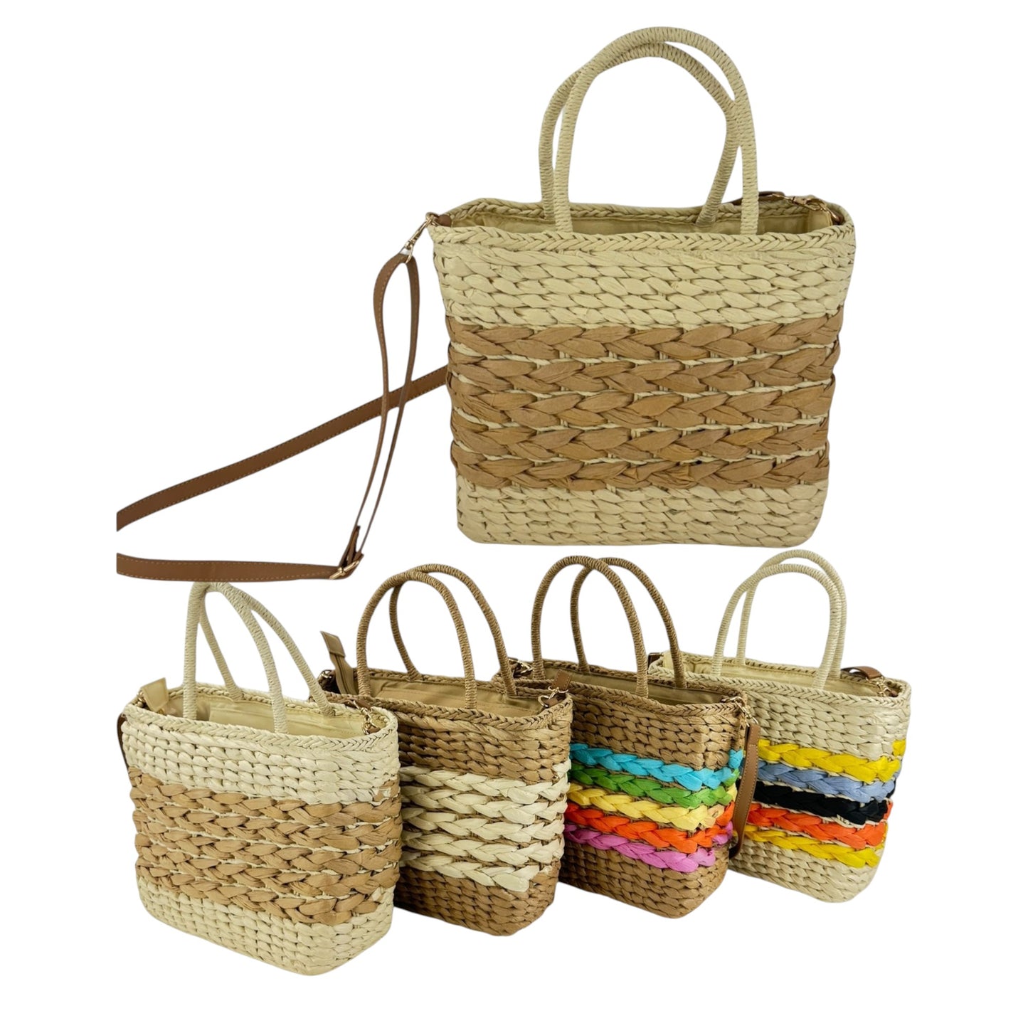 Rattan Beach Tote Shoulder Bag BG4225-1.... (2pc)