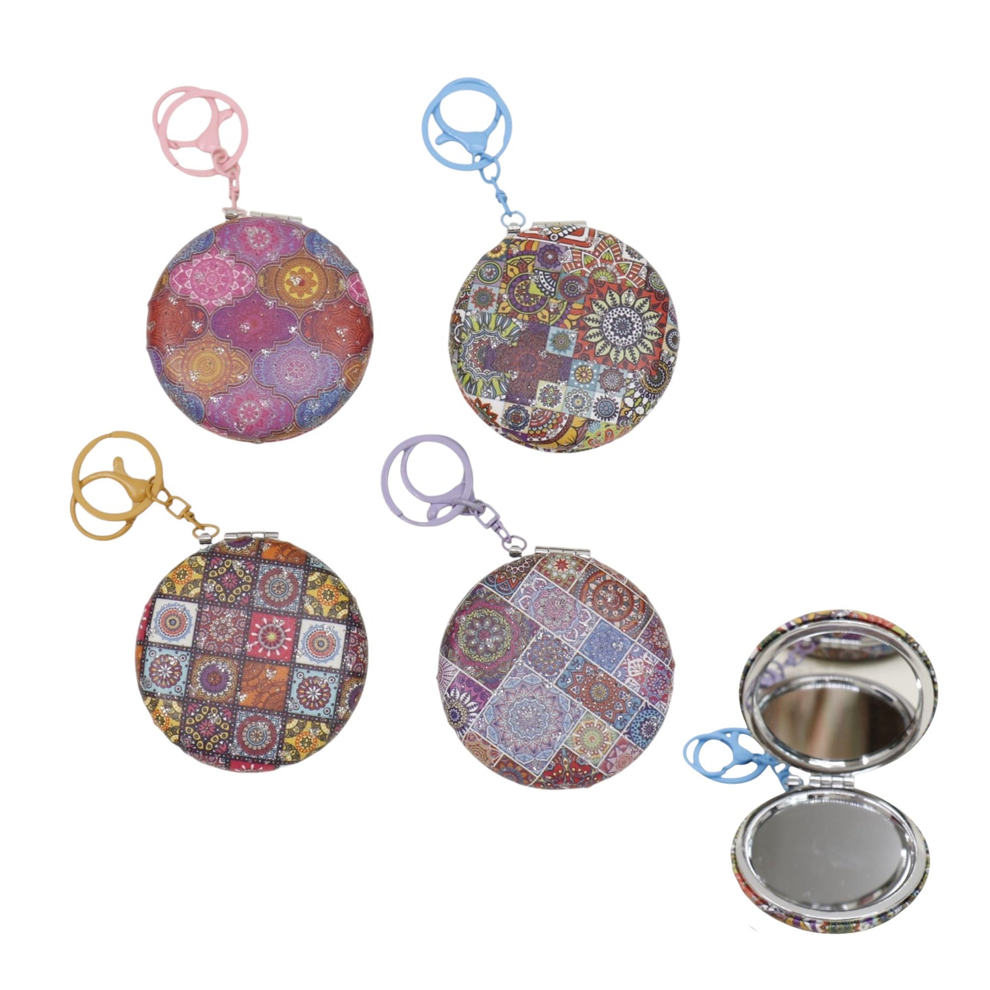 Mandala Round Mirror Key Chain JM6402- 10 (12PC)