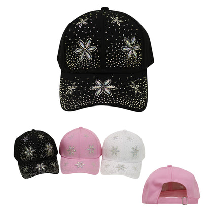 Women's Billing  Rhinestone Studded CAP HA6323-35 (12PC)