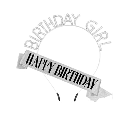 Happy Birthday Sash With Birthday Girl Tiara For Women HP5218-1 (3PC)