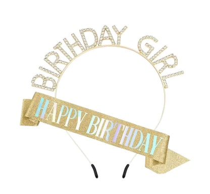 Happy Birthday Sash With Birthday Girl Tiara For Women HP5218-1 (3PC)