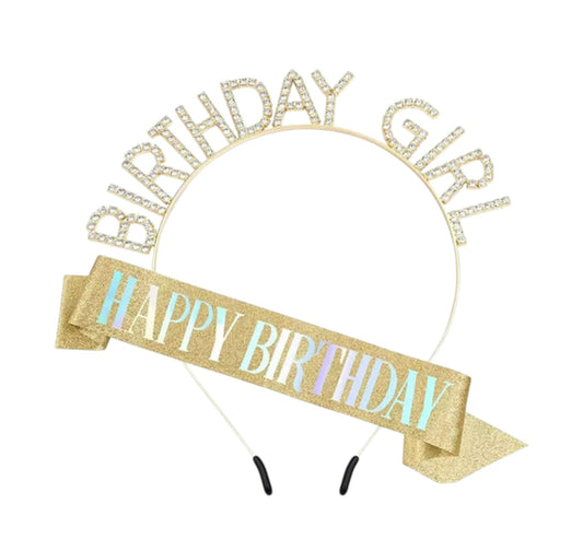 Happy Birthday Sash With Birthday Girl Tiara For Women HP5218-1! (12PC)
