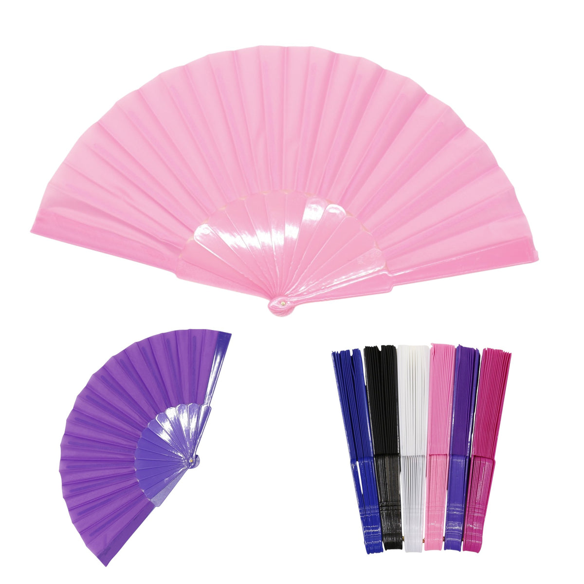 Solid Color Hand Held Folding Fan JF6323-1! (12PC)