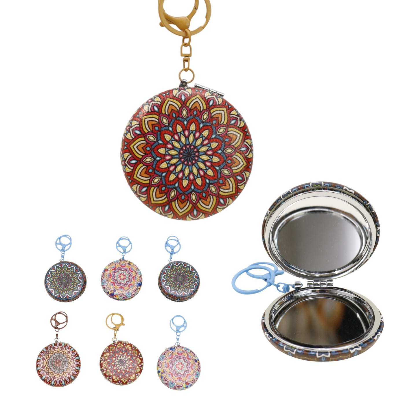 Mandala Round Mirror Key Chain JM6402-2 (12PC)