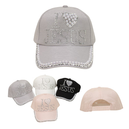 Bling Rhinestone I Love Jesus Cap HA6323-10 (12PC)