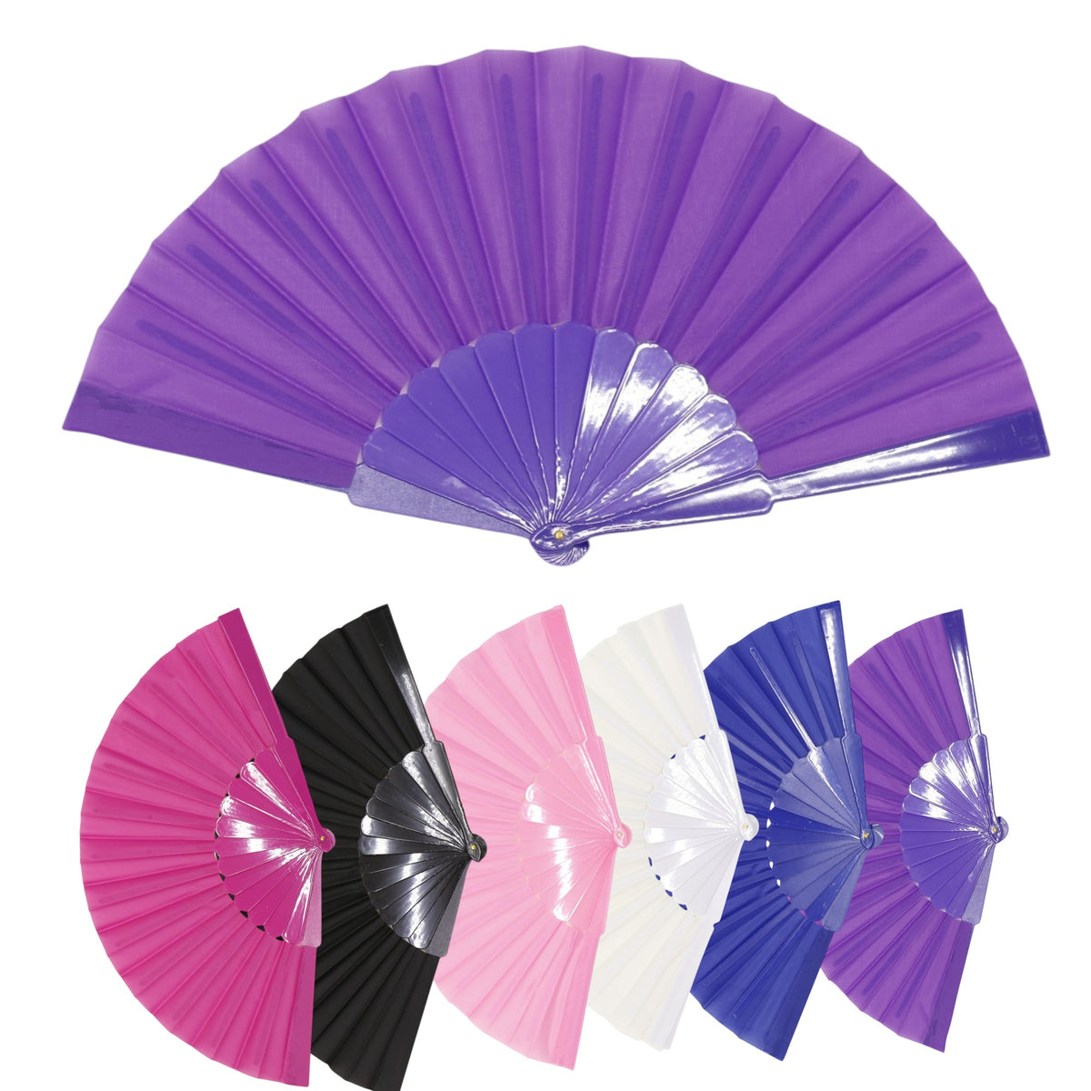 Solid Color Hand Held Folding Fan JF6323-1! (12PC)