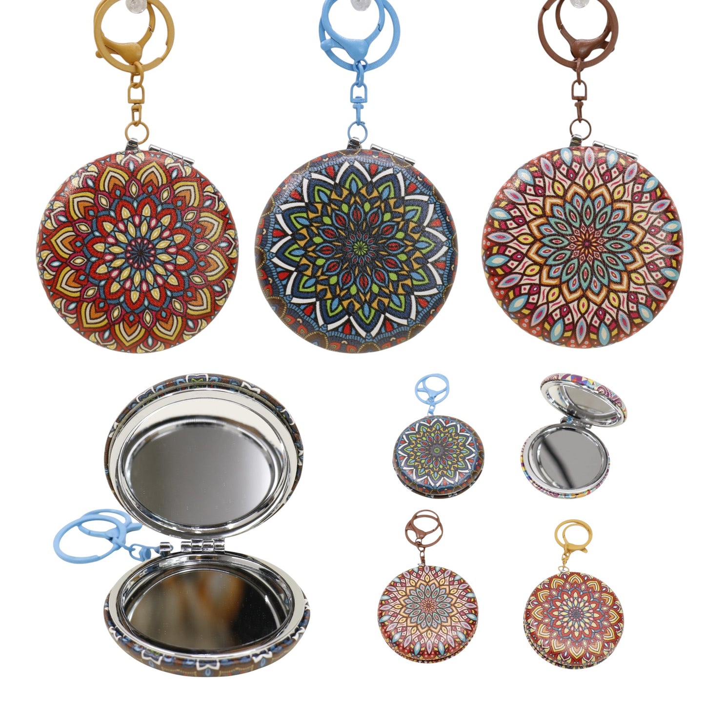 Mandala Round Mirror Key Chain JM6402-2 (12PC)