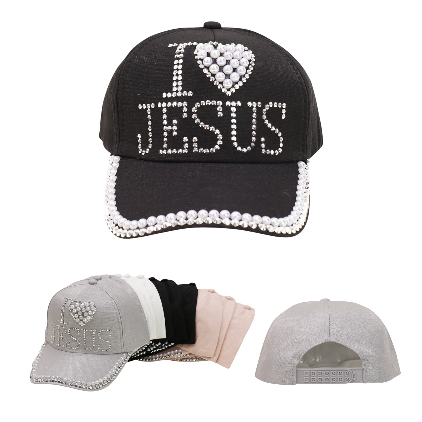 Bling Rhinestone I Love Jesus Cap HA6323-10 (12PC)