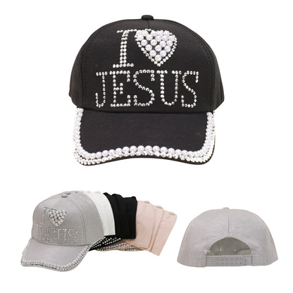 Bling Rhinestone I Love Jesus Cap HA6323-10 (12PC)