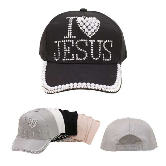 Bling Rhinestone I Love Jesus Cap HA6323-10 (12PC)