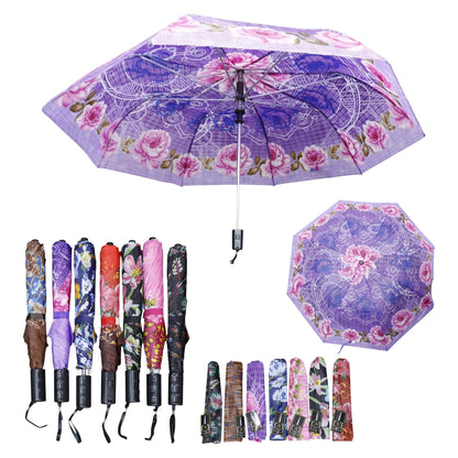 Multicolor Printed Auto 2 Fold Umbrella for Women & Men UM5116 (12pc)