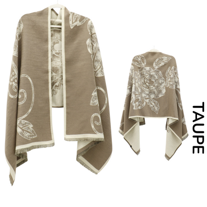 Cashmere Feel Winter Rose Pattern Reversible Scarf SCF5726-45(12PC)