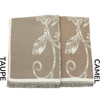 Cashmere Feel Winter Rose Pattern Reversible Scarf SCF5726-45(12PC)