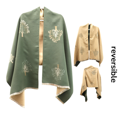 Cashmere Feel Winter Reversible Lucky Tree patten  Scarves SCF1230-34 (12PC)