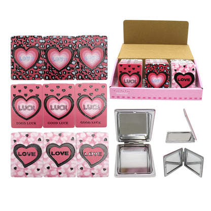 Love Hearts Matte Rectangular Compact Mirror JM5921-7 (12PC)