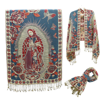 Metallic Pashmina Our Lady of Guadalupe SCF5920-11 (12PC)