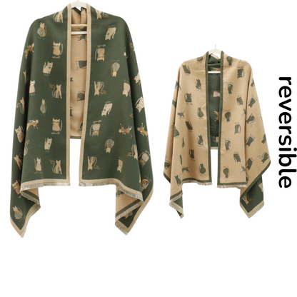 Cashmere Feel Winter Reversible Classic Cat Style  Scarves SCF1230-36(12PC)