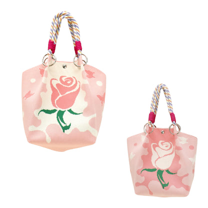 Rose Pattern Women's Knitted Bucket Bag JB6316-2 (12PC)