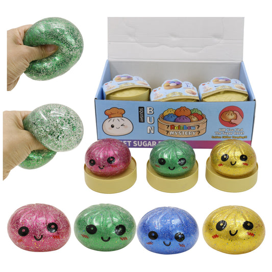 Mystery Glitter Jiggly Bun Squishy Dumpling  SS6418-3 (12PC)