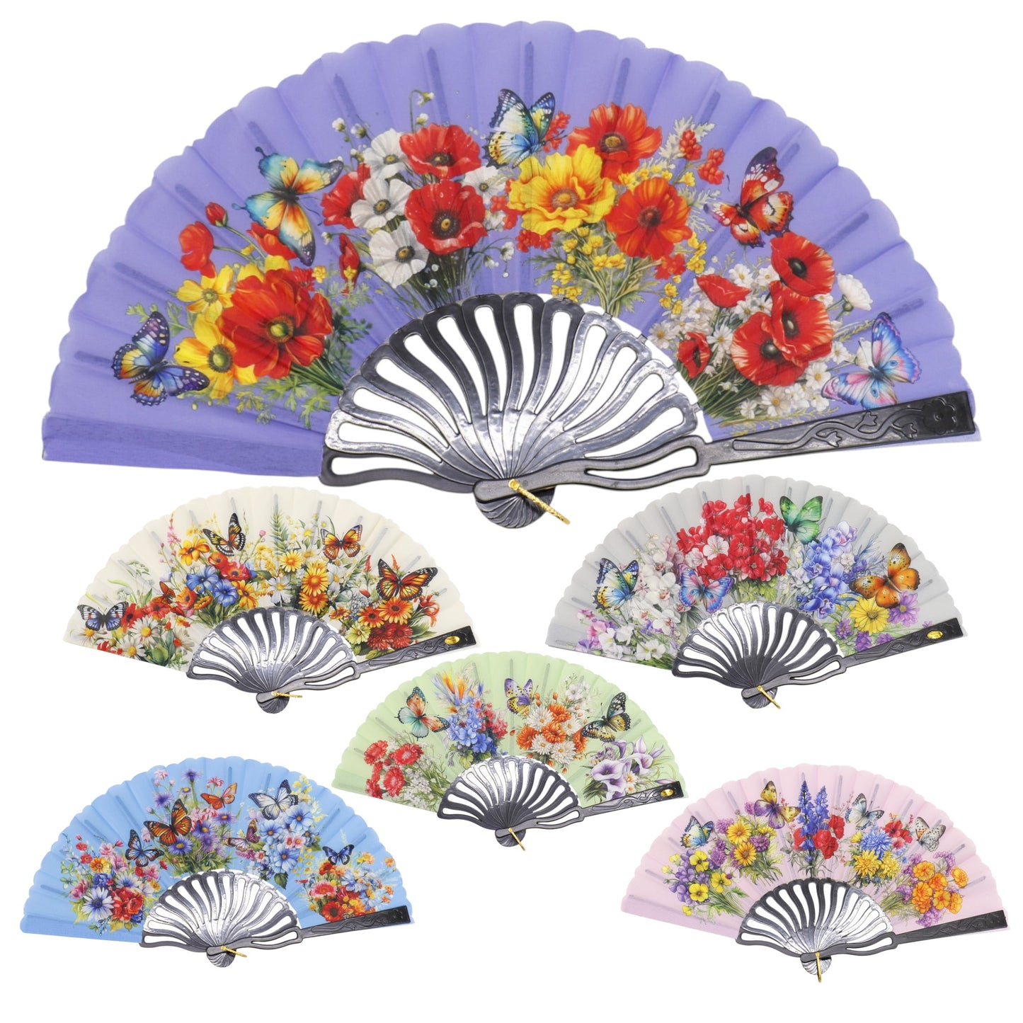 Butterfly Flower Garden Hand Held Folding Fan FN0444 (12PC)