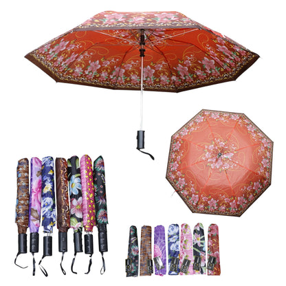 Multicolor Printed Auto 2 Fold Umbrella for Women & Men UM5116 (12pc)