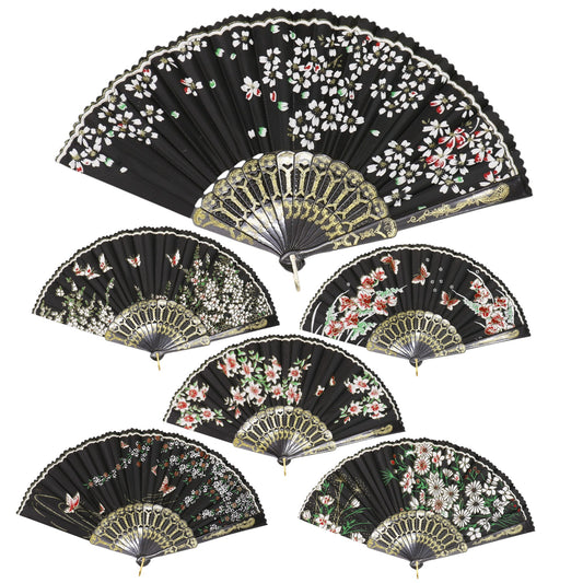 Butterfly Floral Gauzy Hand Held Folding Fan JF6323-14 (12PC)