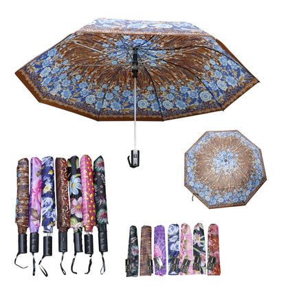 Multicolor Printed Auto 2 Fold Umbrella for Women & Men UM5116 (12pc)