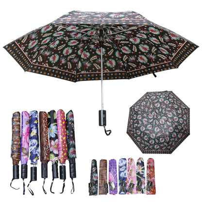 Multicolor Printed Auto 2 Fold Umbrella for Women & Men UM5116 (12pc)
