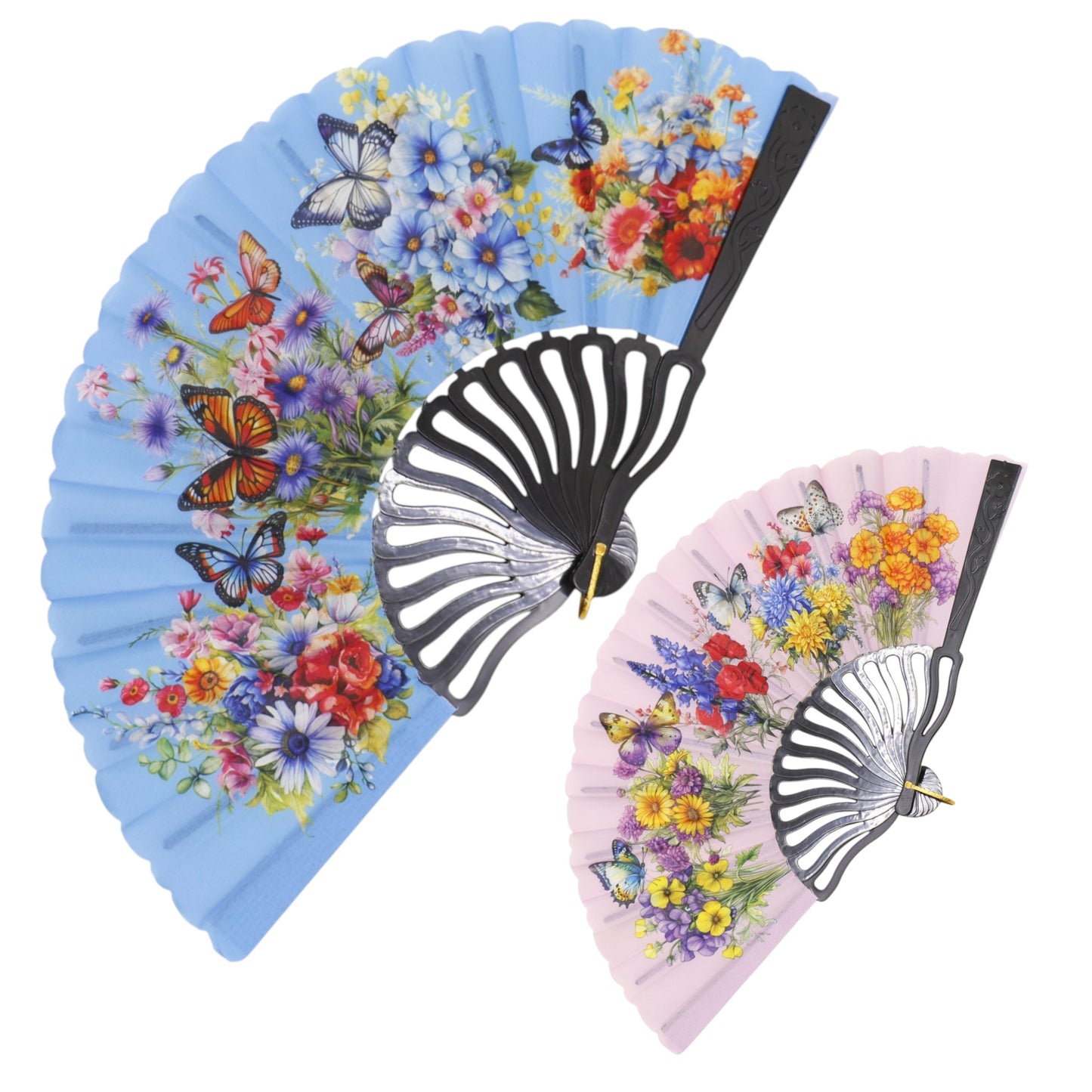 Butterfly Flower Garden Hand Held Folding Fan FN0444 (12PC)