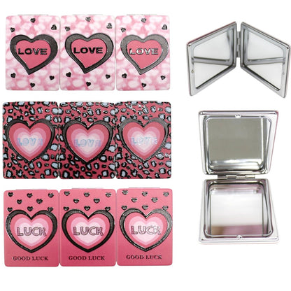 Love Hearts Matte Rectangular Compact Mirror JM5921-7 (12PC)