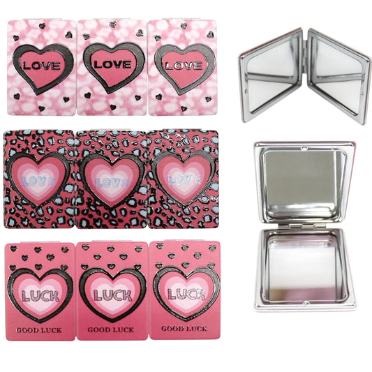 Love Hearts Matte Rectangular Compact Mirror JM5921-7 (12PC)