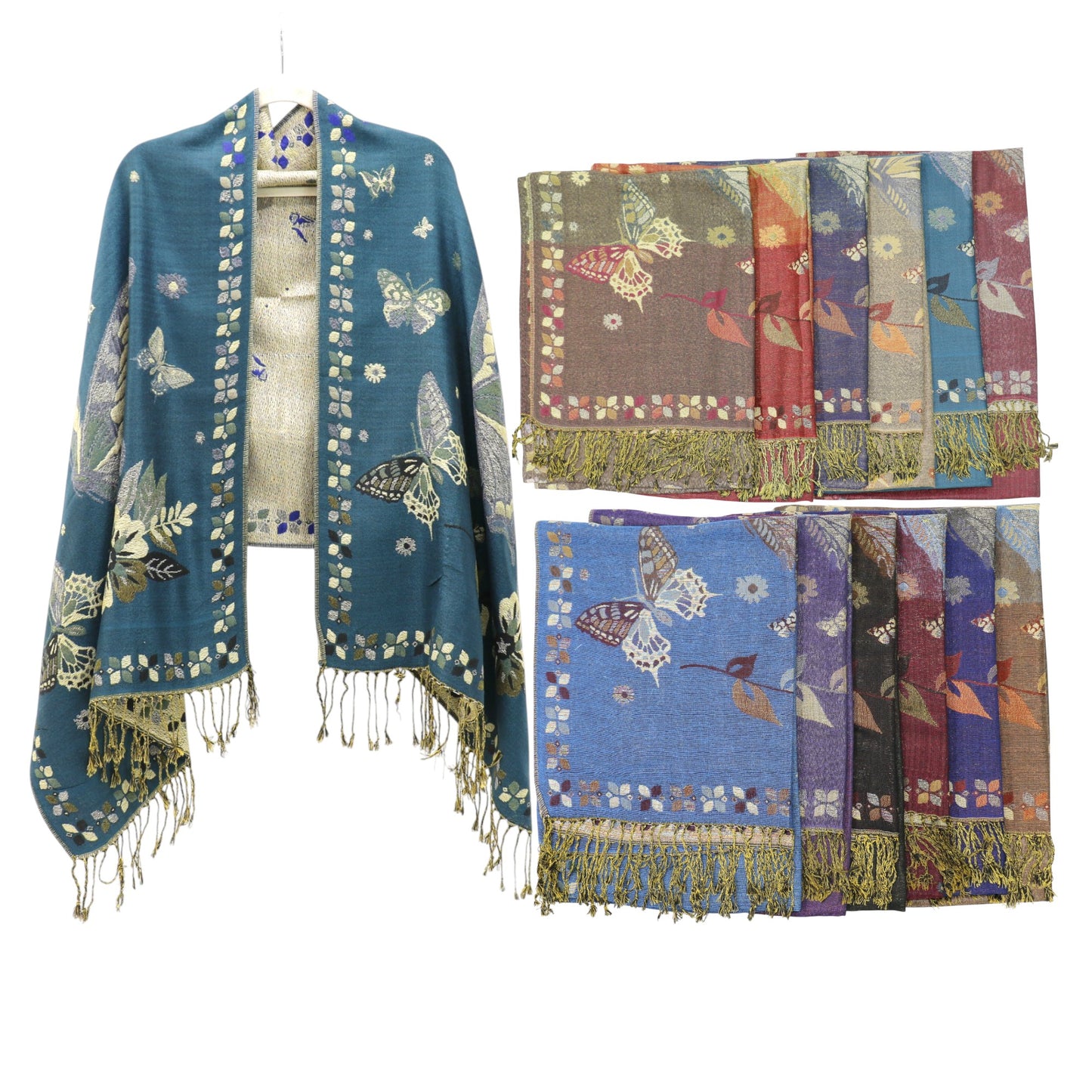 Metallic Pashmina Butterfly SCF4815-12. (12PC)
