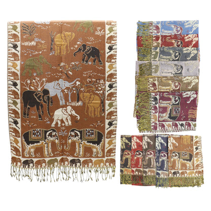 Metallic Pashmina Elephant Pattern SCF5923-1 (12pc)